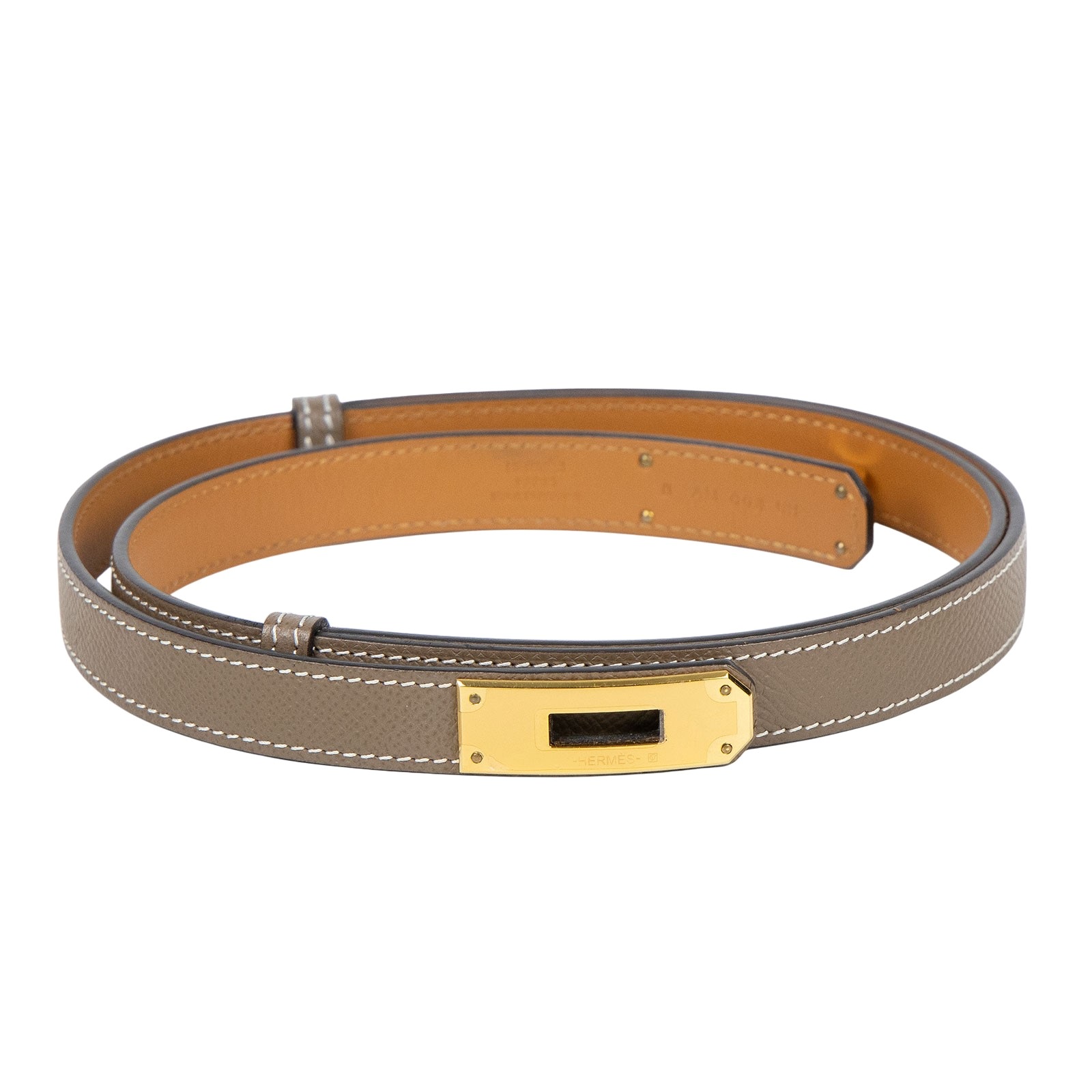 愛馬仕 Hermes Kelly 18 腰帶  /AM008UH 大象灰KELLY皮帶 原廠盒子/防塵袋