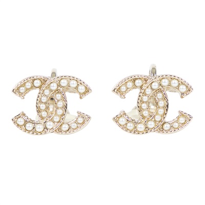 香奈兒 CHANEL C LOGO 夾式耳環 A19C 珍珠雙C耳環 夾式 原廠盒子