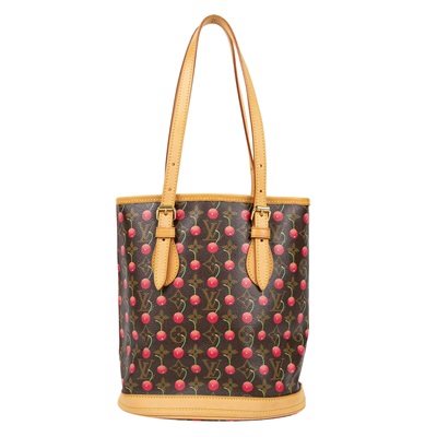 路易威登 LOUIS VUITTON Bucket 村上隆 櫻桃 水桶包 手提包 肩背包 老花 M95012 原花櫻桃水桶托特 防塵袋