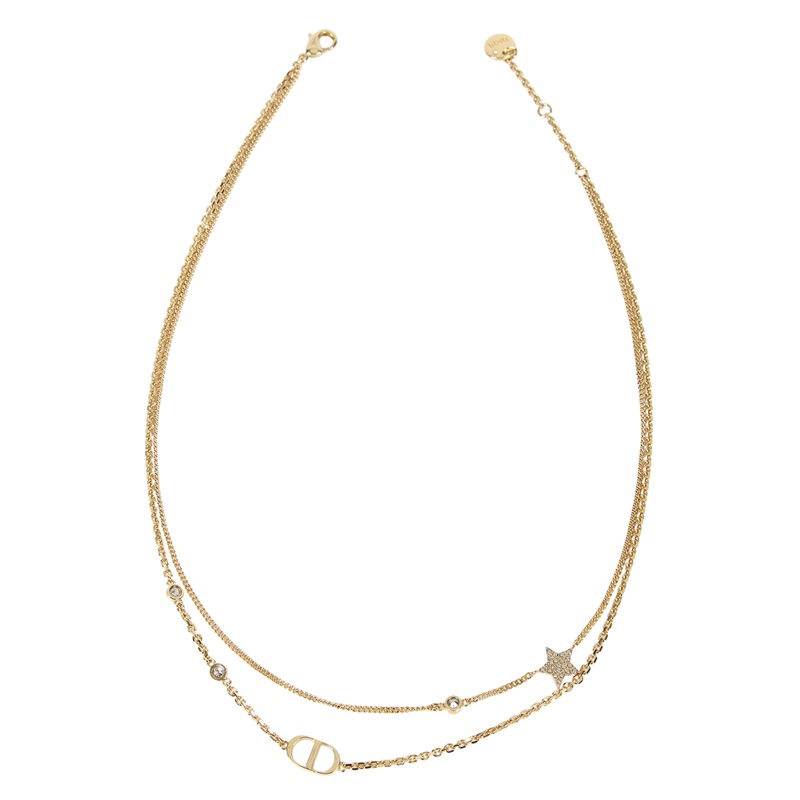 迪奧 CHRISTIAN DIOR Petit CD 雙項鍊 N1155PMTCY 金色CD星星項鍊 原廠盒子/防塵袋