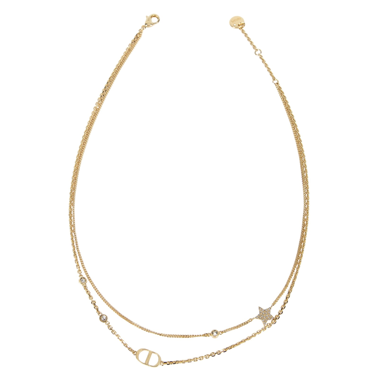 迪奧 CHRISTIAN DIOR Petit CD 雙項鍊 N1155PMTCY 金色CD星星項鍊 原廠盒子/防塵袋