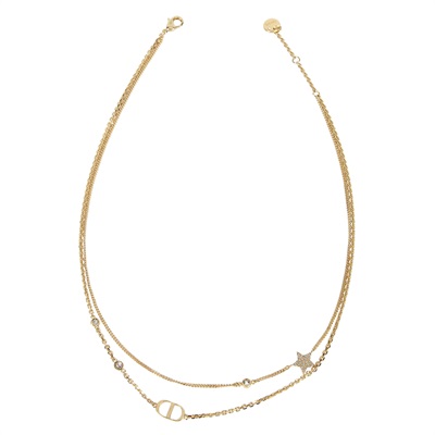 迪奧 CHRISTIAN DIOR Petit CD 雙項鍊 N1155PMTCY 金色CD星星項鍊 原廠盒子/防塵袋