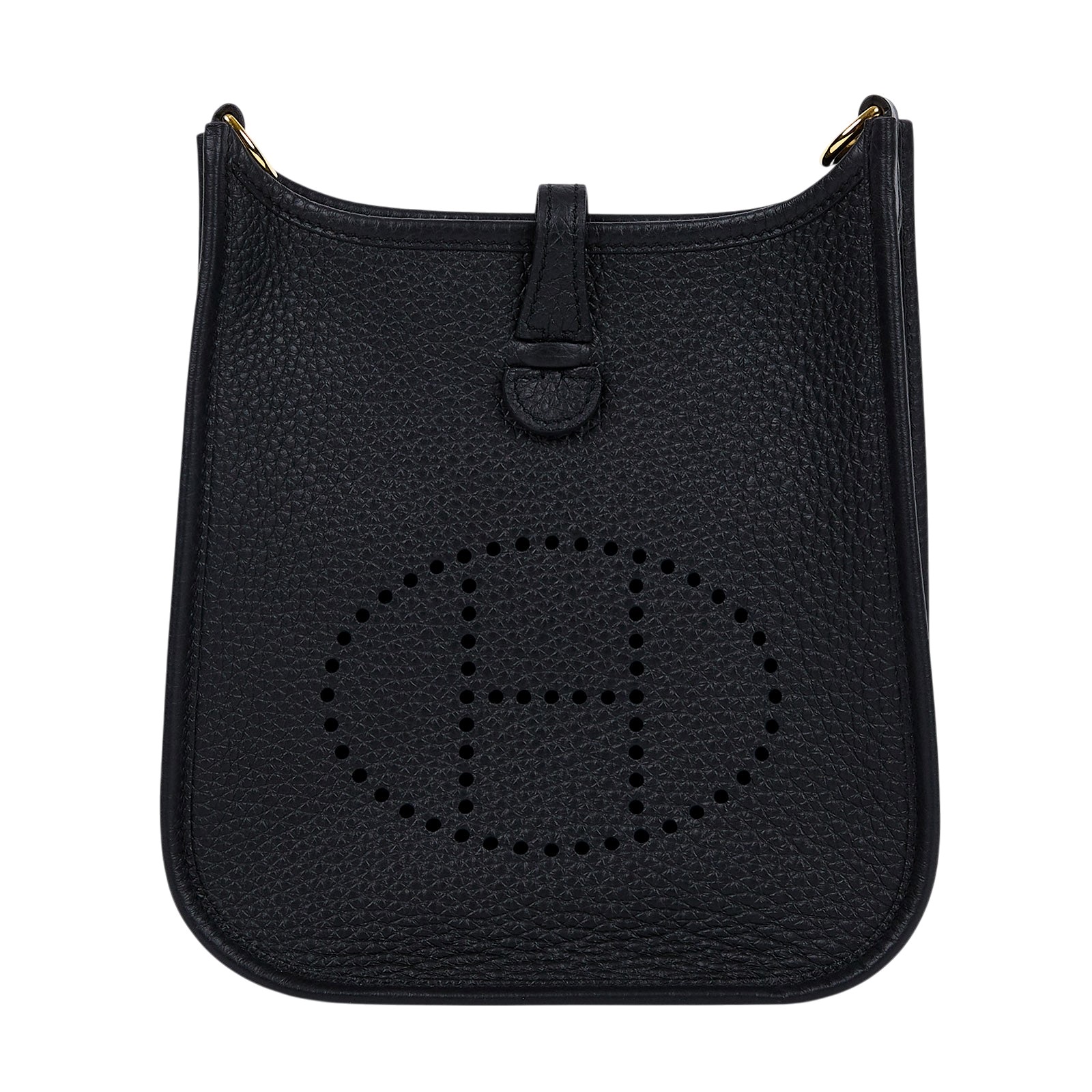 愛馬仕 Hermes Evelyne Bag Mini 伊芙琳包 Evelyne 16 黑色 金色五金 H069426CC89 K刻  原廠盒子/防塵袋/背帶