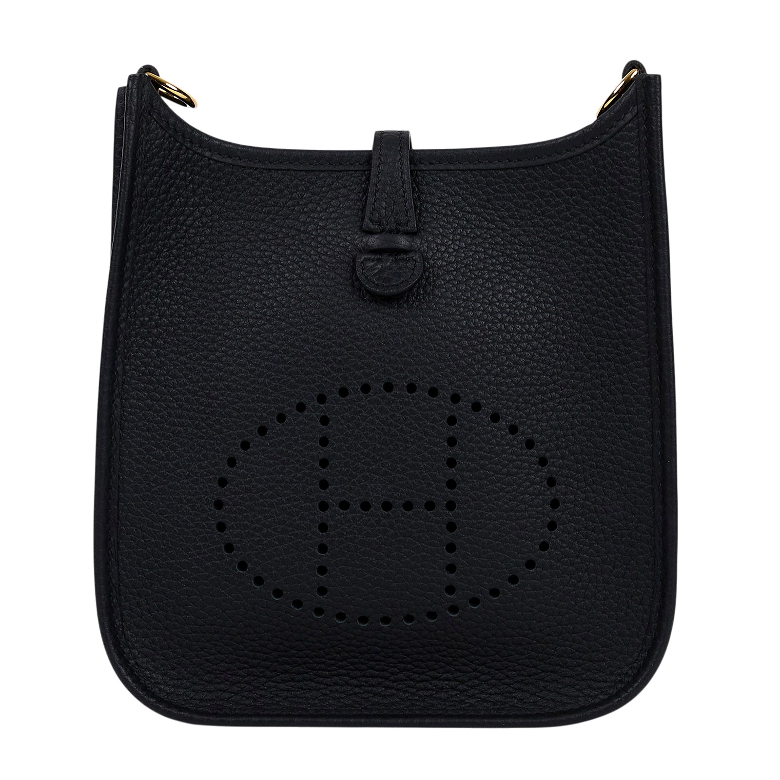 愛馬仕 Hermes Evelyne Bag Mini 伊芙琳包 Evelyne 16 EV16 W刻 黑金MINI EVELYN 原廠盒子/防塵袋/背帶