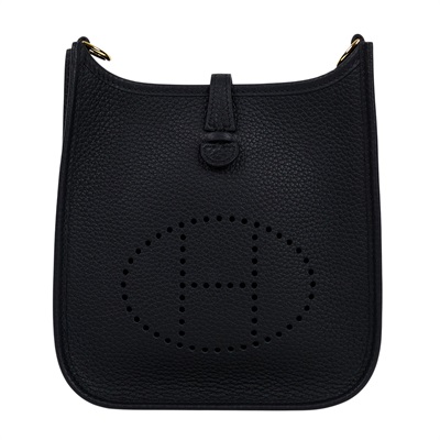 愛馬仕 Hermes Evelyne Bag Mini 伊芙琳包 Evelyne 16 EV16 W刻 黑金MINI EVELYN 原廠盒子/防塵袋/背帶