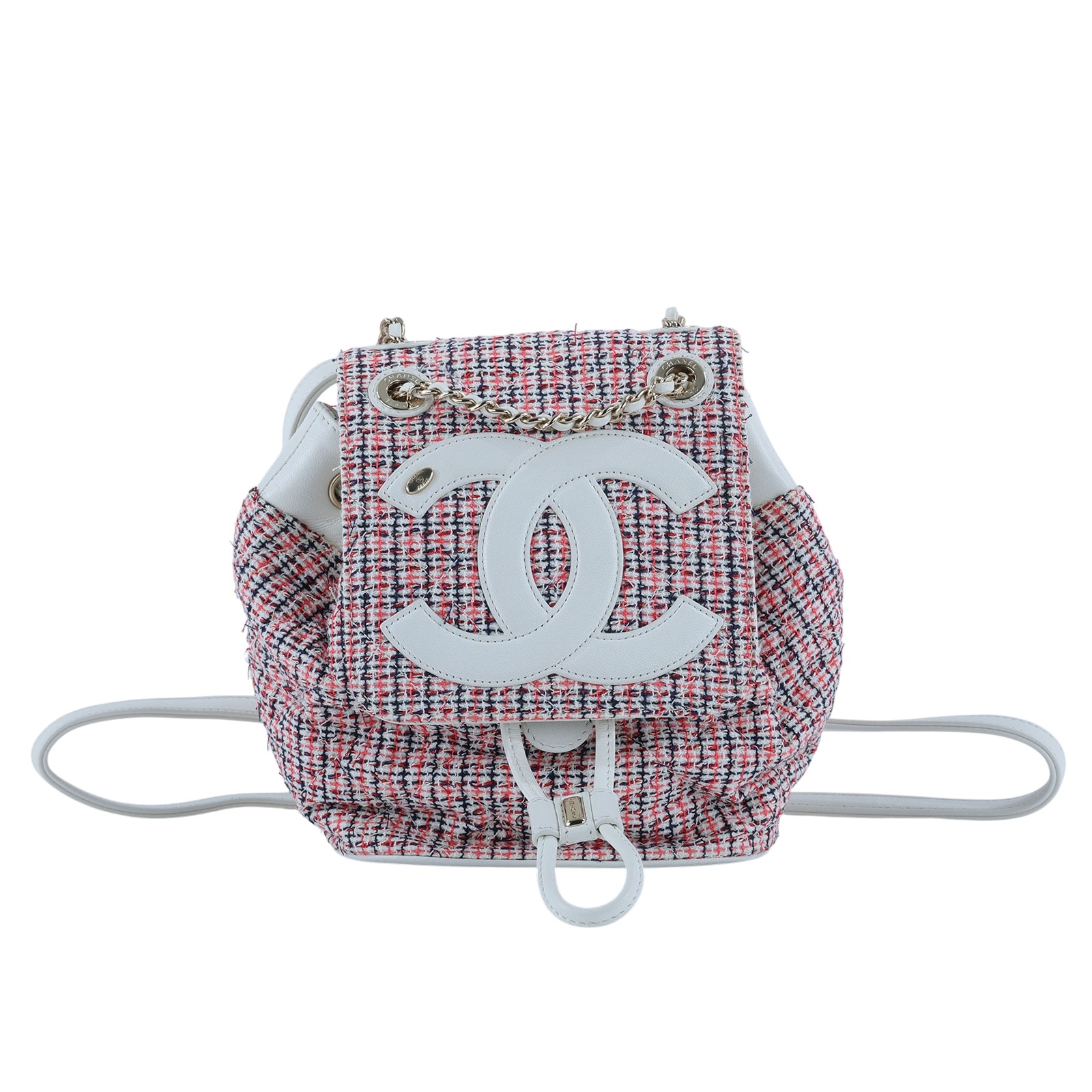 香奈兒 CHANEL 紅白 毛呢 後背包 雙C LOGO 粉色 AS0352 27開紅白毛呢後背包 防塵袋