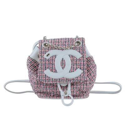 香奈兒 CHANEL 紅白 毛呢 後背包 雙C LOGO 粉色 AS0352 27開紅白毛呢後背包 防塵袋