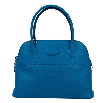 愛馬仕 Hermes Bolide Bag 柏莉包 27 銀色五金 伊玆密爾藍 H041693CK7W □R 防塵袋/購買證明影本
