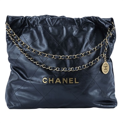 香奈兒 CHANEL 22 中型 束口包 AS3261 晶片款 黑金22號 中號 　有髒汙 防塵袋