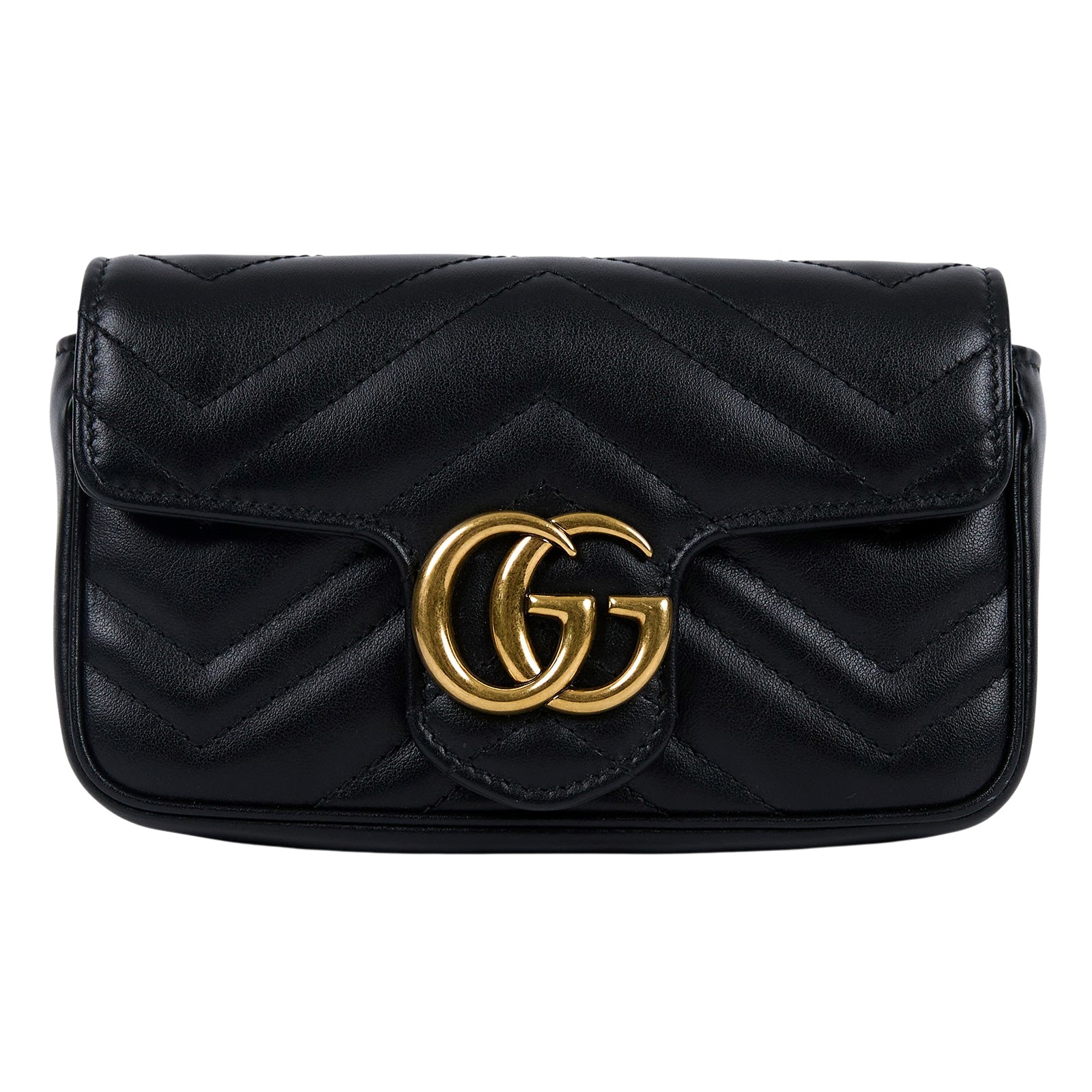 古馳 GUCCI GG Mormont 絎縫 超迷你袋 476433 DTDCT 黑MARMONT MINI 防塵袋