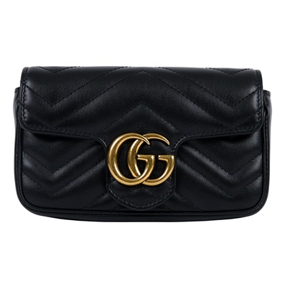 古馳 GUCCI GG Mormont 絎縫 超迷你袋 476433 DTDCT 黑MARMONT MINI 防塵袋