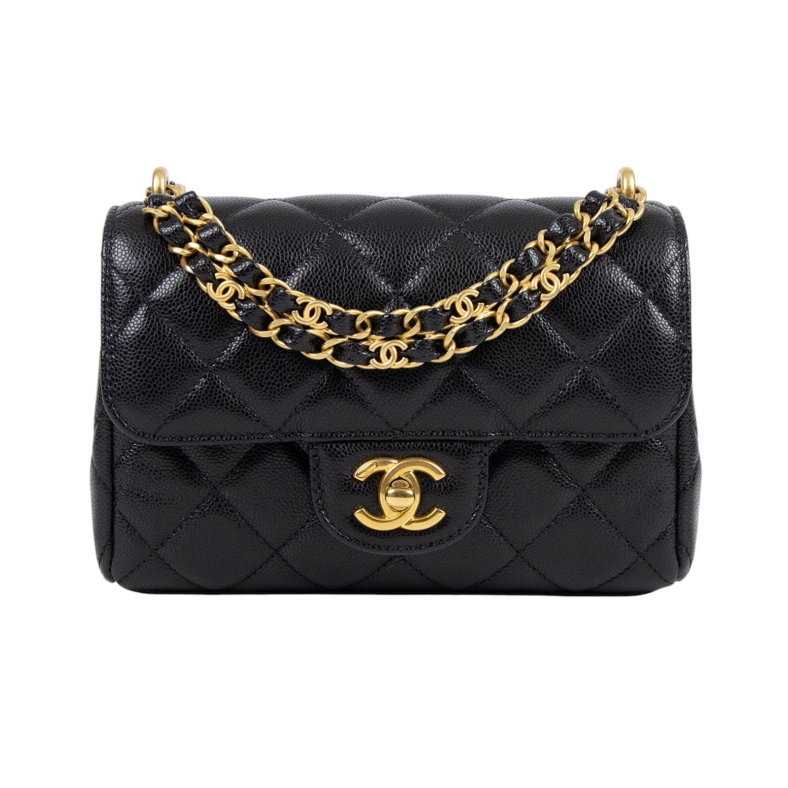 香奈兒 CHANEL 口蓋包 迷你 AS5239 B19405 晶片款 黑荔枝雙金鍊包 原廠盒子/防塵袋/購買證明