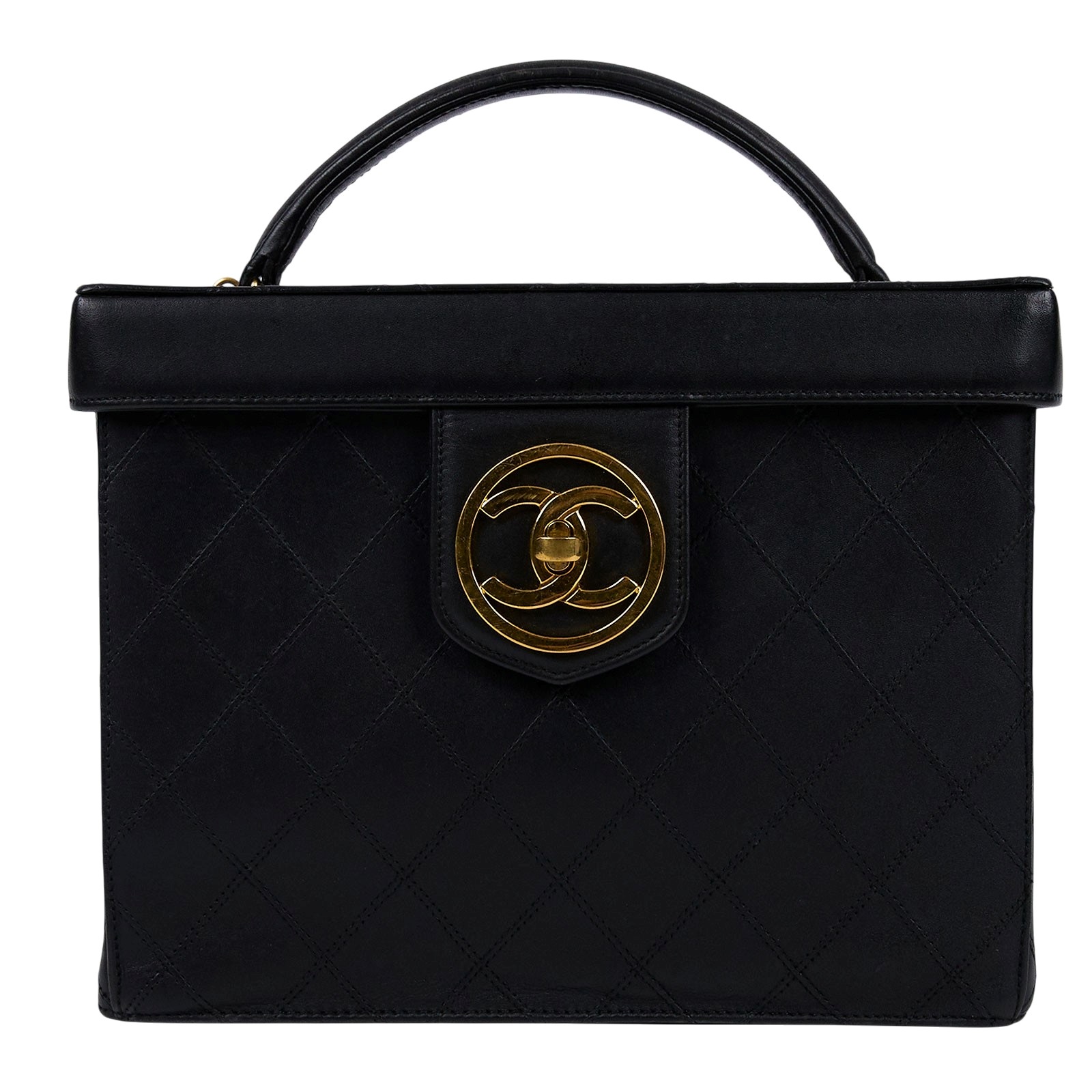 香奈兒 CHANEL Vanity 化妝箱 A01620 2開黑金手提VANITY　無背帶 無附屬品