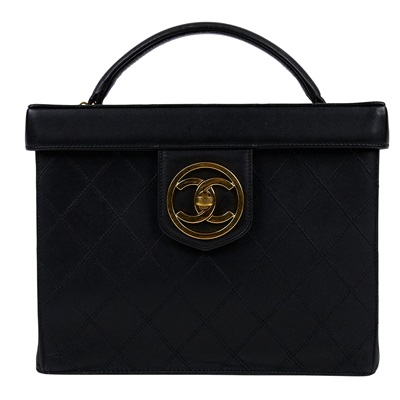 香奈兒 CHANEL Vanity 化妝箱 A01620 2開黑金手提VANITY　無背帶 無附屬品