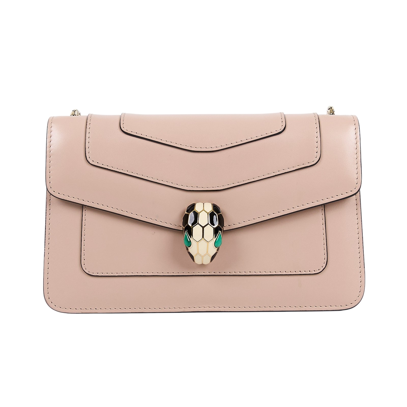 寶格麗 BVLGARI Serpenti Forever 口蓋包 283565 粉蛇頭包 防塵袋