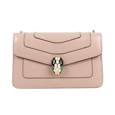 寶格麗 BVLGARI Serpenti Forever 口蓋包 283565 粉蛇頭包 防塵袋