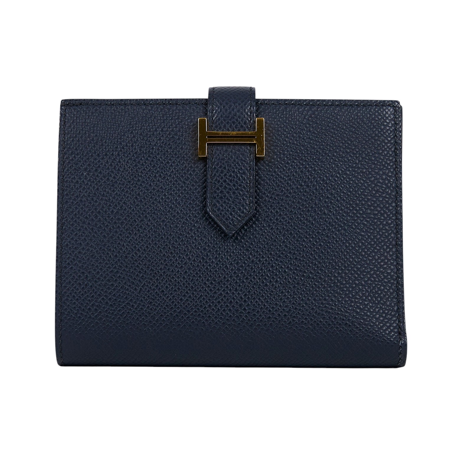 愛馬仕 Hermes Bearn 短夾 H039790CC76 / 靛藍金釦Bearn短夾　五金傷痕 原廠盒子