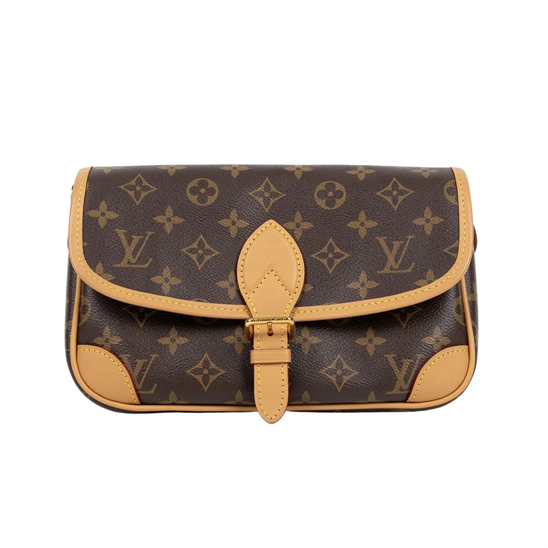 路易威登 LOUIS VUITTON Diane 腋下包法棍 單肩背包 經典帆布 M45985 晶片款 棕原花DIANE法棍包　スト欠品 背帶