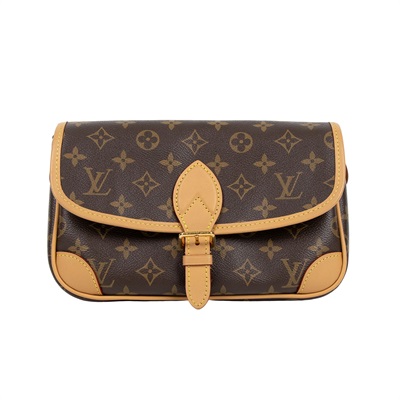 路易威登 LOUIS VUITTON Diane 腋下包法棍 單肩背包 經典帆布 M45985 晶片款 棕原花DIANE法棍包　スト欠品 背帶