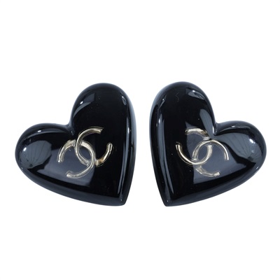 香奈兒 CHANEL 雙C LOGO 愛心 耳環 黑色 B18 B 黑愛心耳環 無附屬品