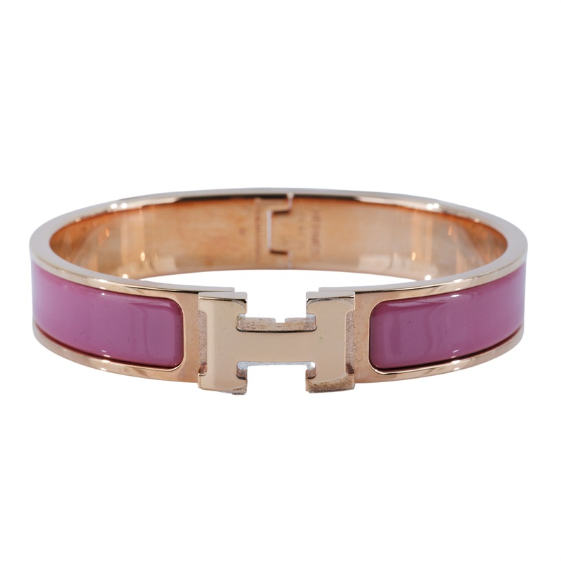 愛馬仕 Hermes Clic H GM 手環 灰粉色 H700001FO4VGM F1 01 25 粉紫琺瑯手環 原廠盒子/防塵袋