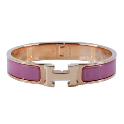 愛馬仕 Hermes Clic H GM 手環 灰粉色 H700001FO4VGM F1 01 25 粉紫琺瑯手環 原廠盒子/防塵袋