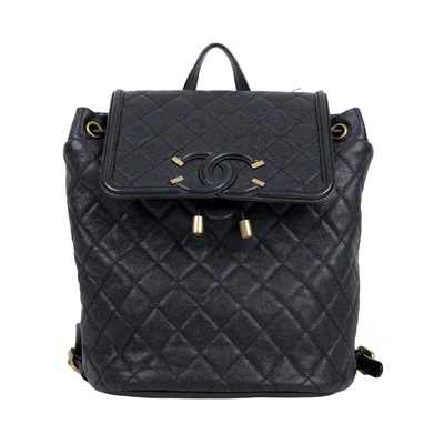 香奈兒 CHANEL Filigree Matelasse 背包 A57090 25開黑荔枝FILIGREE後背包 防塵袋/保證卡