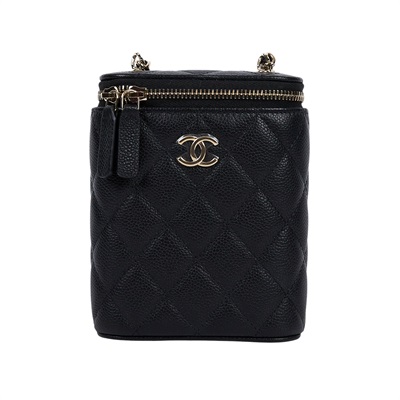 香奈兒 CHANEL 32開 荔枝 牛皮 皮穿鍊 化妝盒 迷你包 菸盒包 黑色 AP2195 32開黑荔枝鍊條小廢包 原廠盒子/防塵袋/保證卡