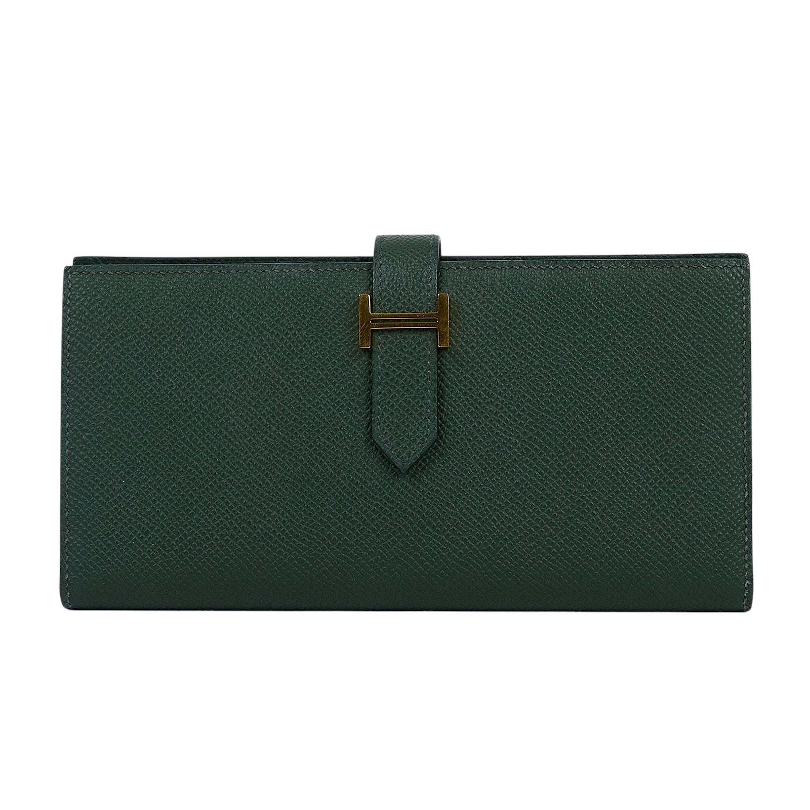 愛馬仕 Hermes Bearn Soufflet 長夾 金色五金 英國綠色 H039785CC20 /B刻  原廠盒子/購買證明