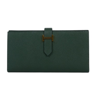 愛馬仕 Hermes Bearn Soufflet 長夾 金色五金 英國綠色 H039785CC20 /B刻  原廠盒子/購買證明