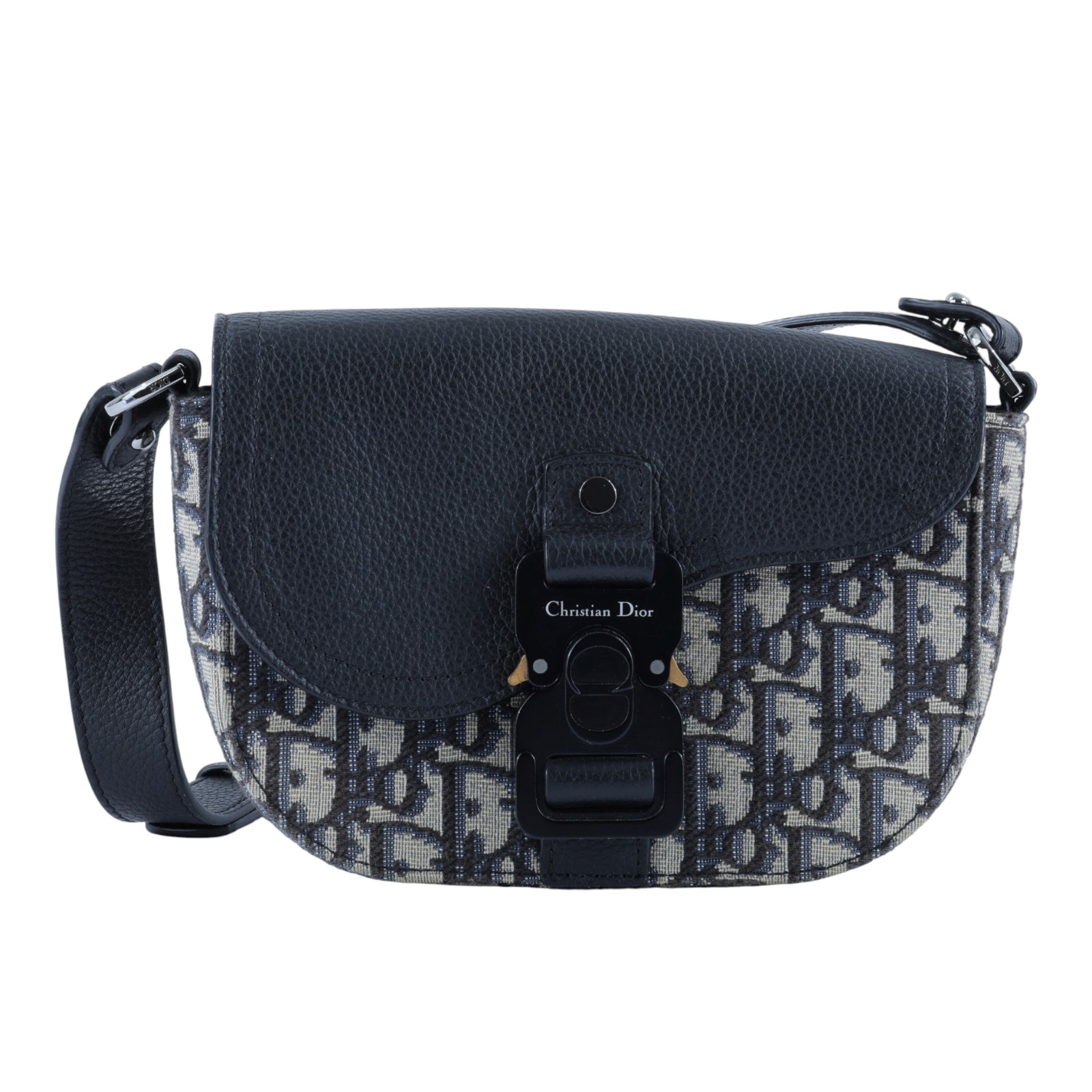 迪奧 CHRISTIAN DIOR Saddle 迷你 翻蓋 郵差包 2ADCA435YKS 黑迷你老花郵差包　五金小傷 購買證明