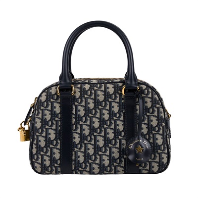 迪奧 CHRISTIAN DIOR D-Vibe 保齡球袋 中型 M1340UTZQ 老花保齡球包 背帶/鎖組/購買證明