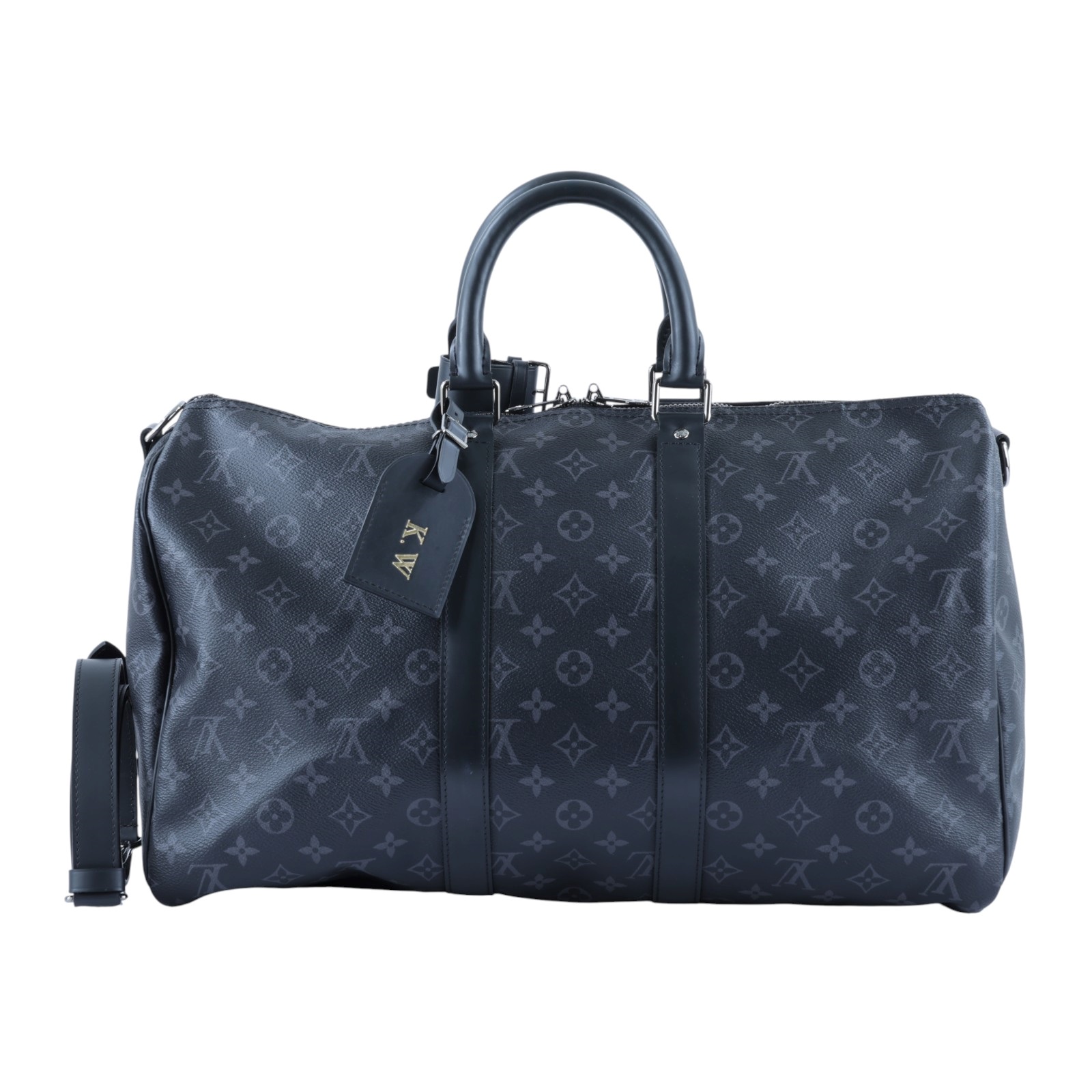 路易威登 LOUIS VUITTON Keepall Bandoulière 45 Eclipse帆布 波士頓包  旅行袋 M40569  背帶/鎖組/購買證明