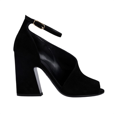 愛馬仕 Hermes 踝帶 高跟 涼鞋 H162056Zv02370 #37 黑麂皮高跟鞋 原廠盒子/防塵袋