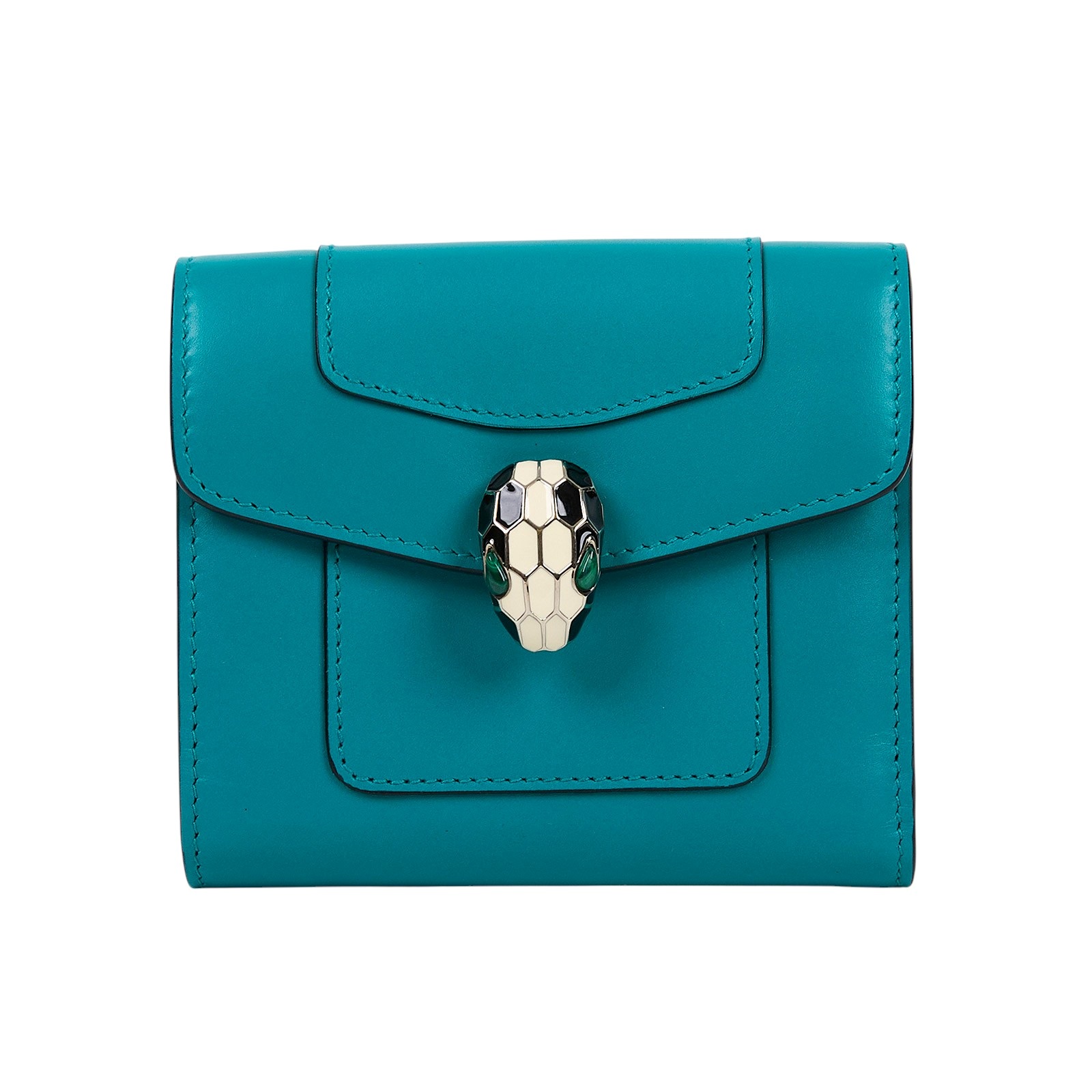 寶格麗 BVLGARI Serpenti Forever 錢包 短夾 288007 綠蛇頭短夾 原廠盒子/保證卡