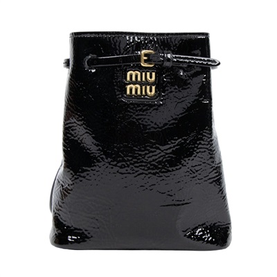 繆繆 MIU MIU 納帕皮革 迷你袋 漆皮 5NF460_ADNT 黑亮面水桶包 防塵袋