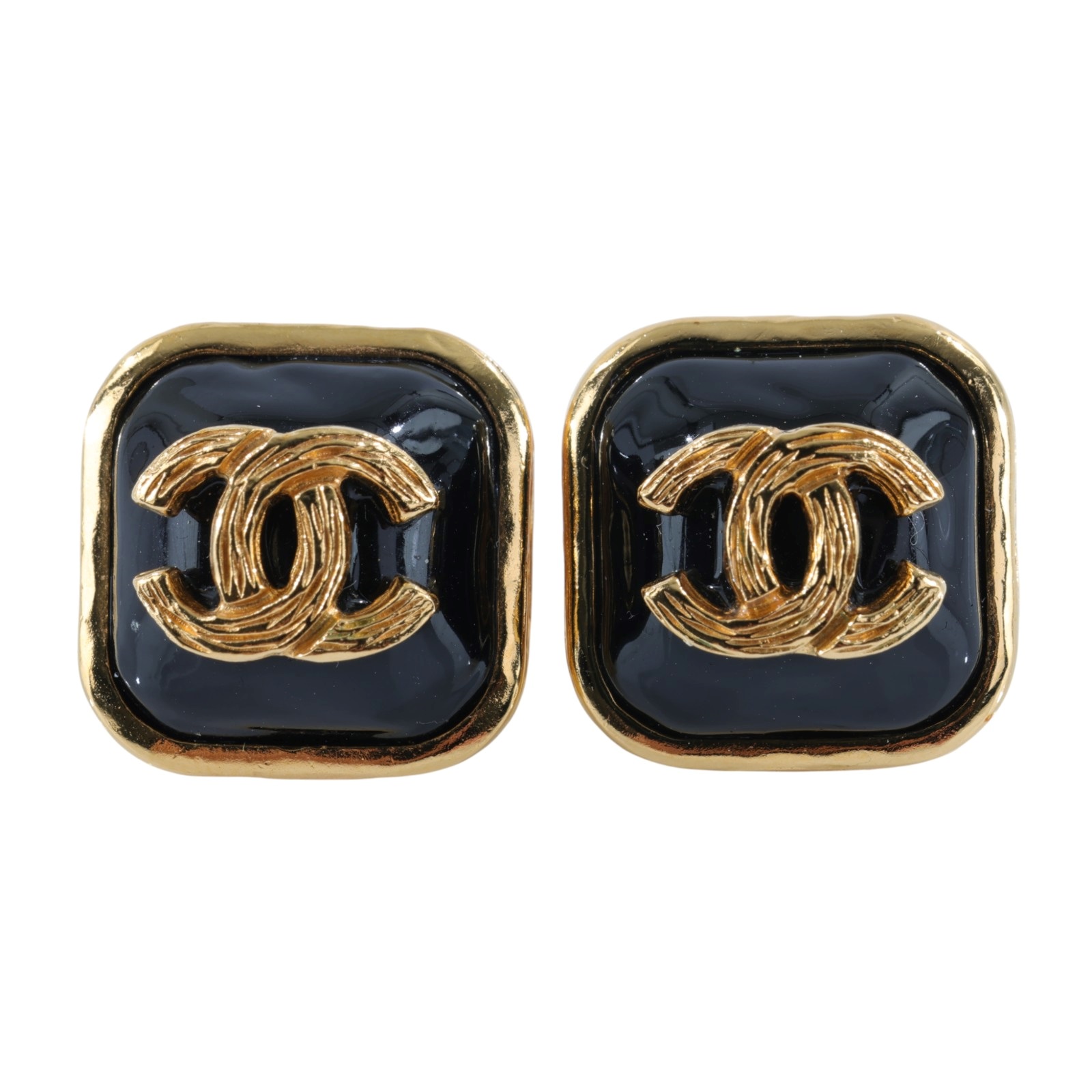 香奈兒 CHANEL CC 橢圓 耳環 B20K 黑金雙C耳環 原廠盒子