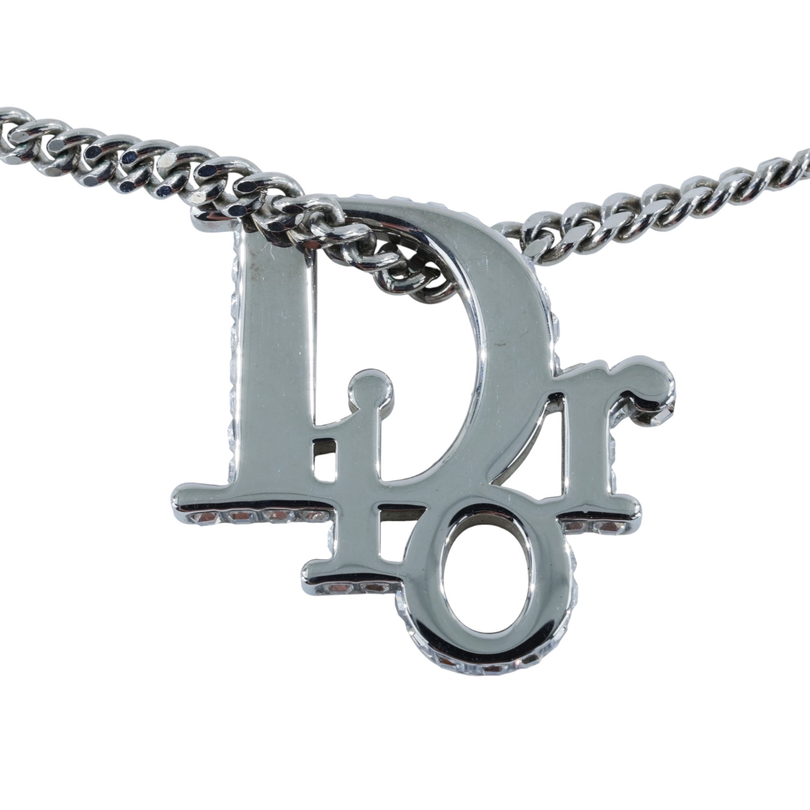 迪奧 CHRISTIAN DIOR CD 項鍊 NI284HOMMT 銀色字母項鍊 原廠盒子