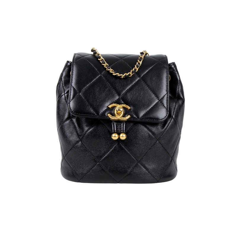 香奈兒 CHANEL Duma 後背包 AS4866 晶片款 黑小金球後背包 防塵袋