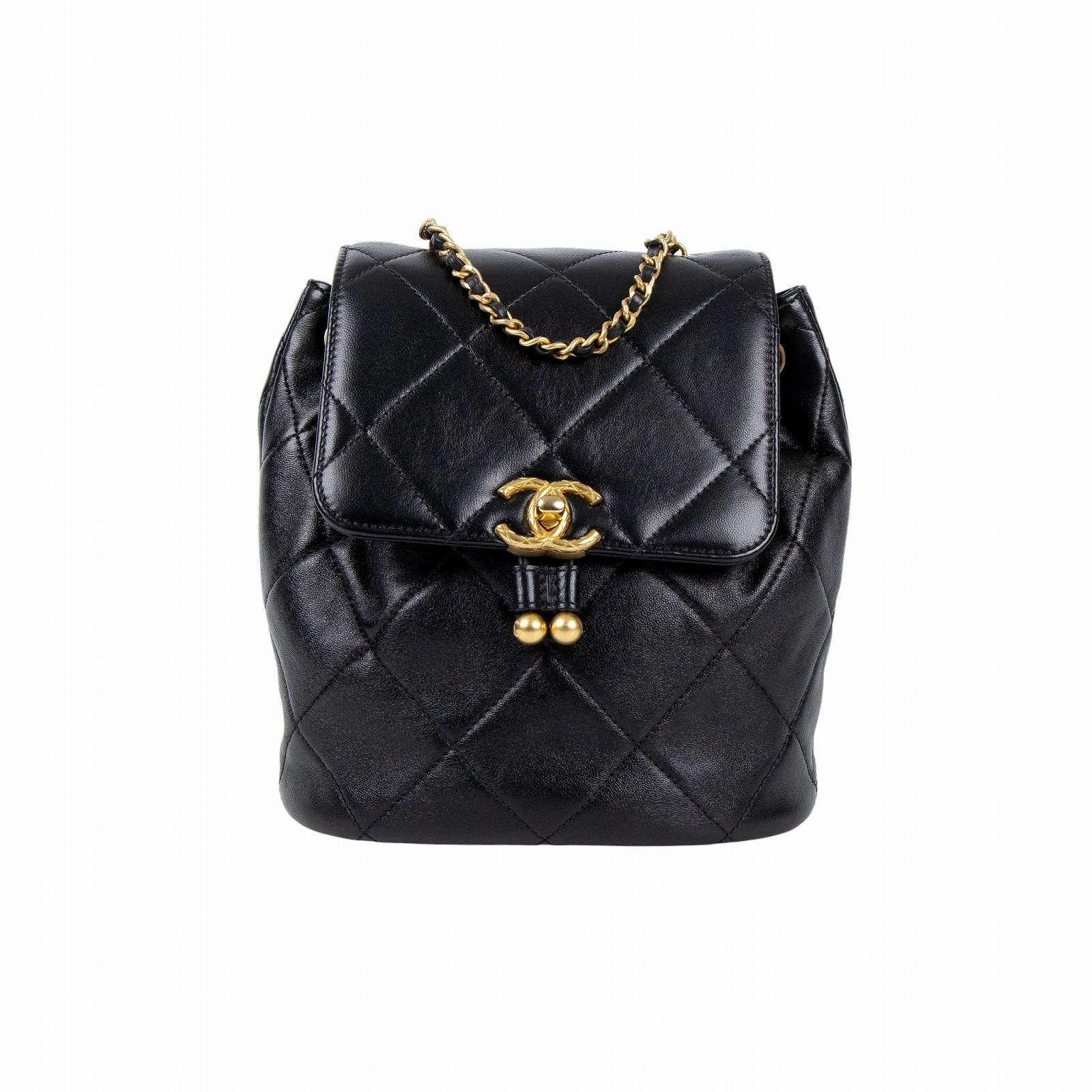 香奈兒 CHANEL Duma 後背包 AS4866 晶片款 黑小金球後背包 防塵袋