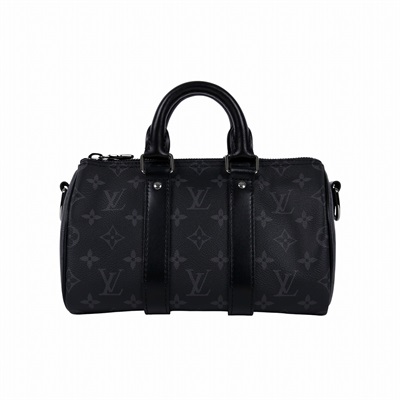 路易威登 LOUIS VUITTON Keepall Bandoulière 25 手提 肩背 波士頓包 Reverse帆布 黑色 M46271 晶片款  防塵袋//原廠盒子