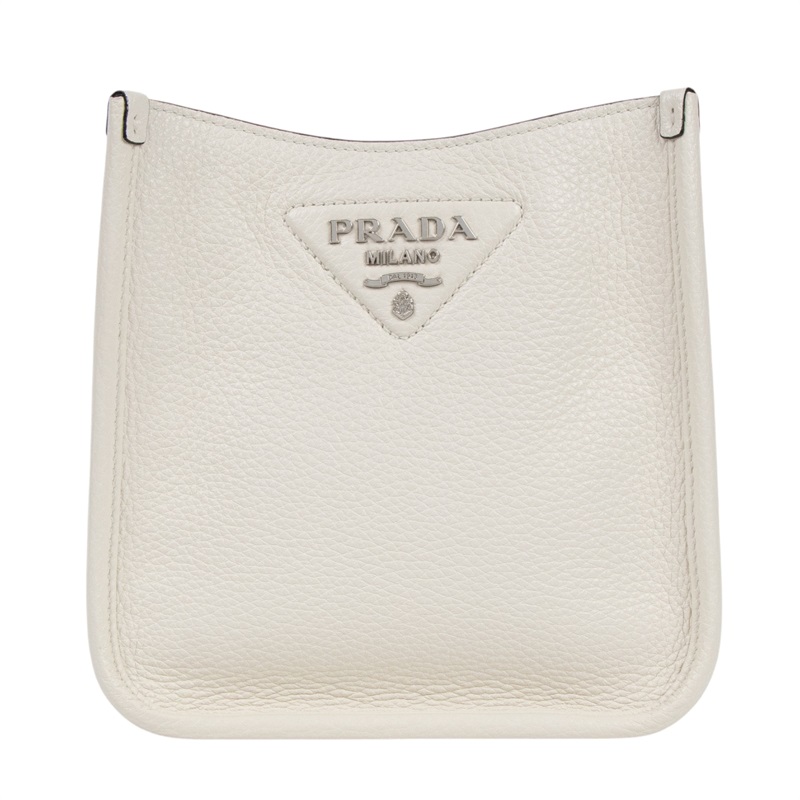 普拉達 PRADA 皮革 迷你 肩背袋 1BH191_2DKV 白側背包 防塵袋