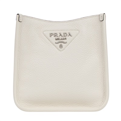 普拉達 PRADA 皮革 迷你 肩背袋 1BH191_2DKV 白側背包 防塵袋