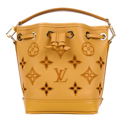 路易威登 LOUIS VUITTON Nano Noé 老花 水桶包 斜背包 M82469 晶片款 南瓜黃原花Nano Noe 原廠盒子/防塵袋/購買證明