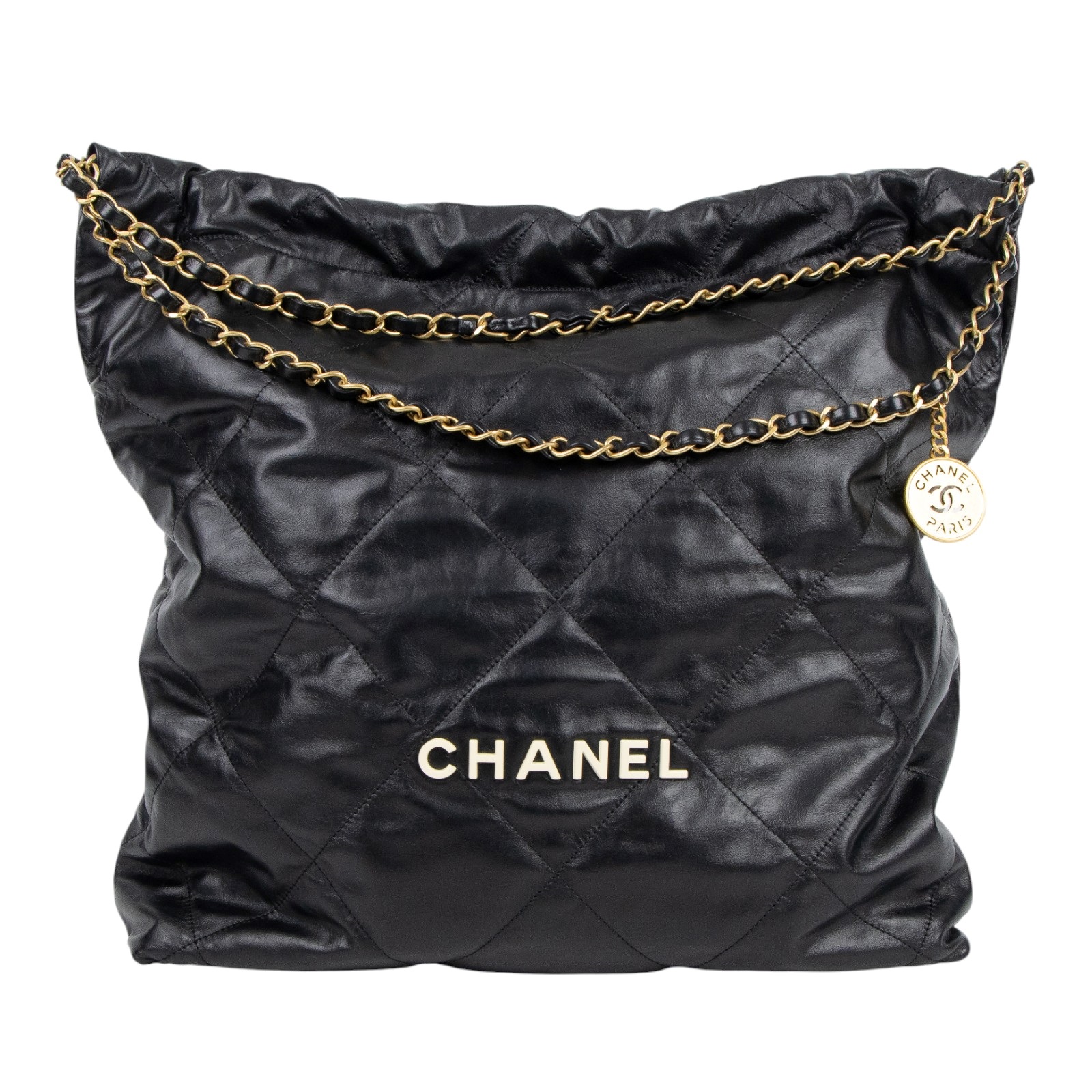 香奈兒 CHANEL 22 大型 束口包 AS3262 B08038 晶片款 黑22包 白字大號 原廠盒子/防塵袋/購買證明影本