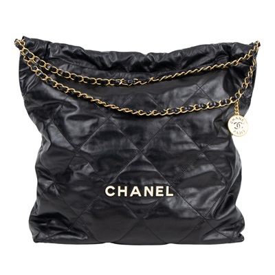 香奈兒 CHANEL 22 大型 束口包 AS3262 B08038 晶片款 黑22包 白字大號 原廠盒子/防塵袋/購買證明影本
