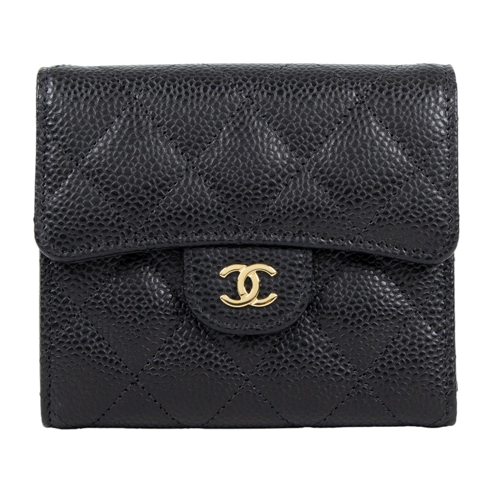 香奈兒 CHANEL 經典 小型 口蓋 皮夾 小牛皮 短夾  AP0231 Y01864 晶片款 黑荔枝短夾 原廠盒子/防塵袋/購買證明