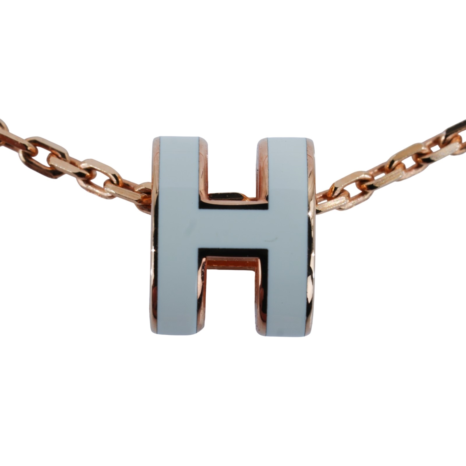 愛馬仕 Hermes Mini Pop H 墜飾 白色 H147992FO49 /ST1214 白/玫金POP項鍊 MINI 原廠盒子/購買證明/防塵袋