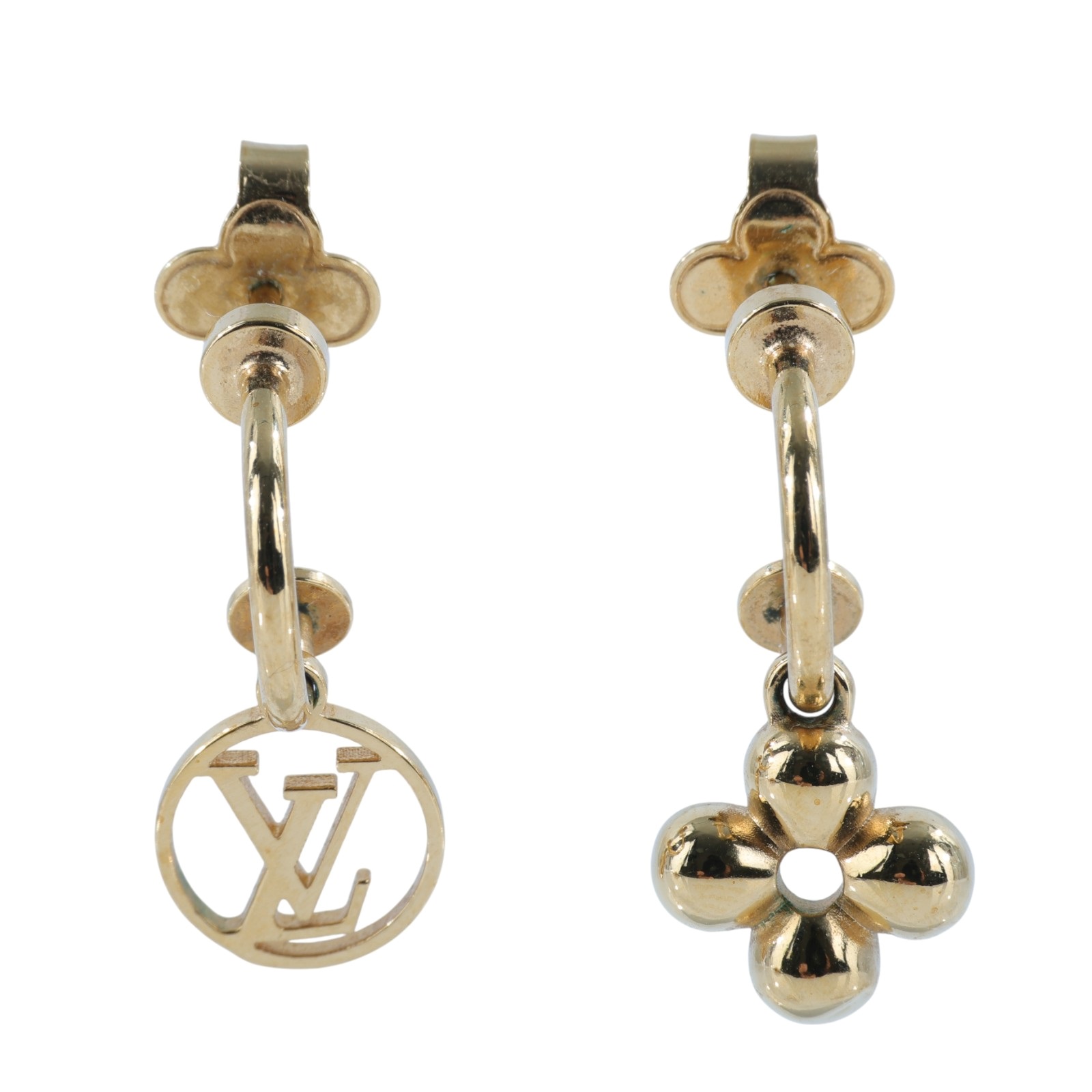 路易威登 LOUIS VUITTON LV Circle 耳釘 M64859 金色原花耳環