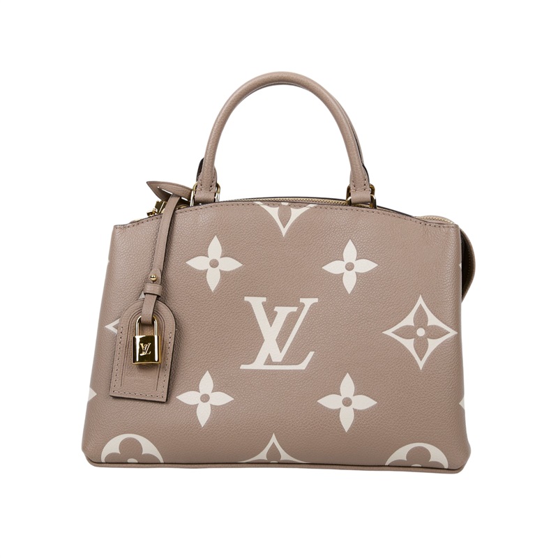 路易威登 LOUIS VUITTON Petit Palais 斑鳩灰奶油 壓花粒面牛皮 手提包 單肩包 M58914 晶片款  防塵袋/購買證明/鎖組